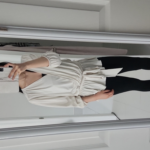 Ralph Lauren - Winter Cream Tie-Waist Loose Flowy Blouse/Top, Size S, NWT - Picture 7 of 7